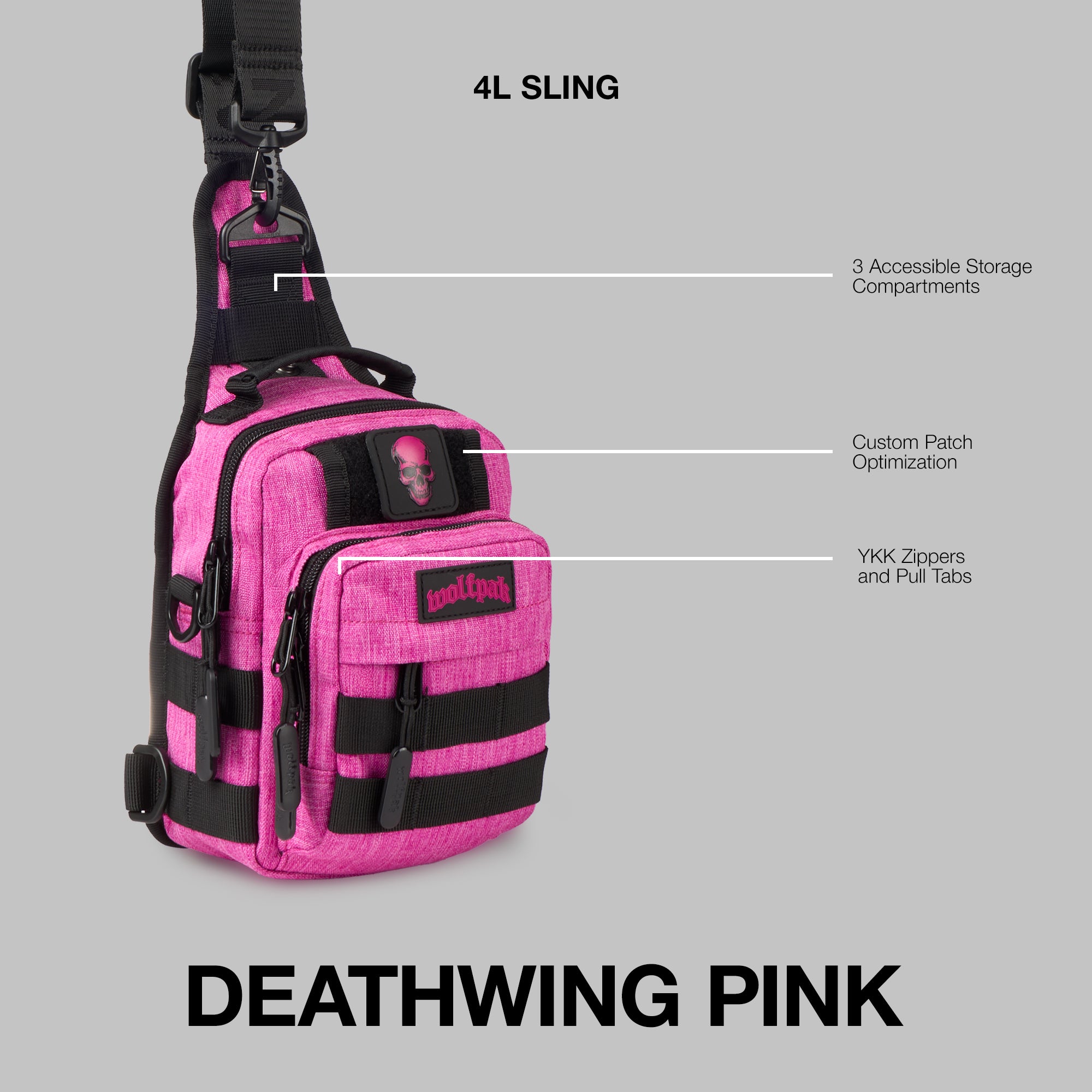 4L Mini Tactical Sling Bag Deathwing Pink