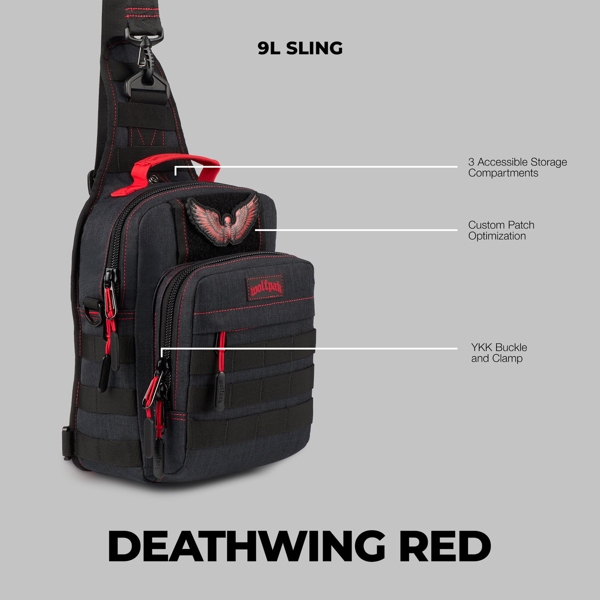9L Tactical Sling Bag Deathwing Red