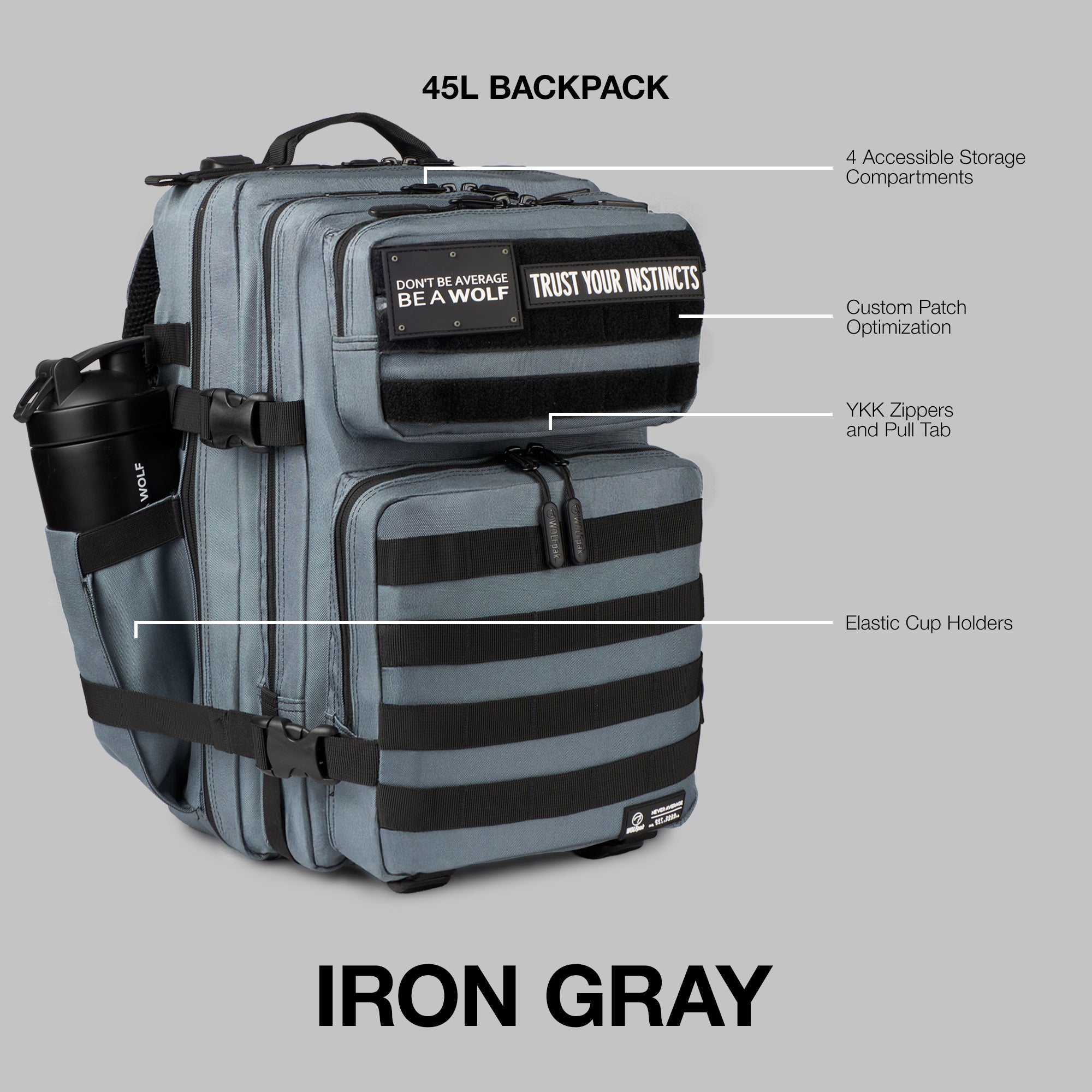 45L Backpack Iron Gray