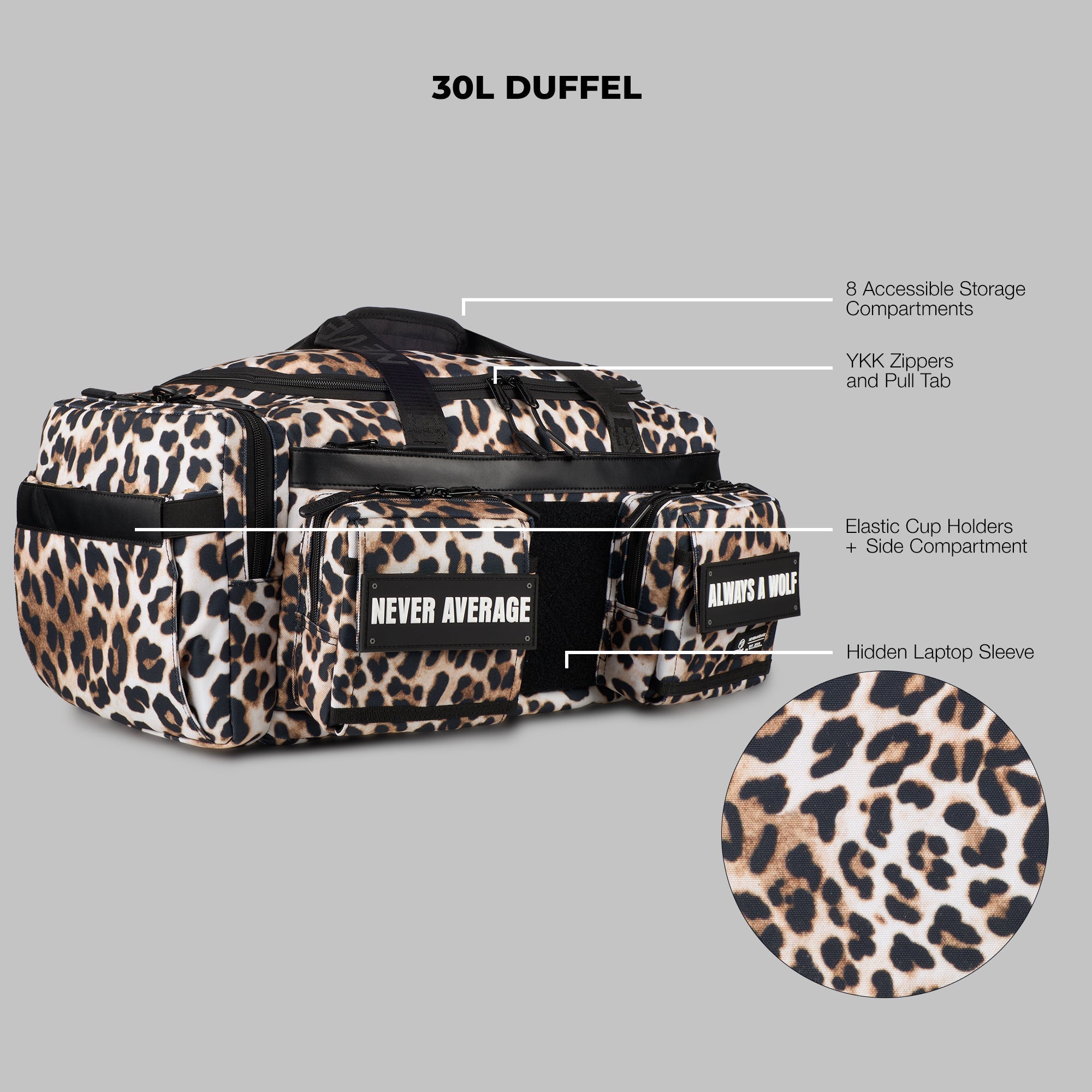 30L Perfect Duffle Bag Leopard