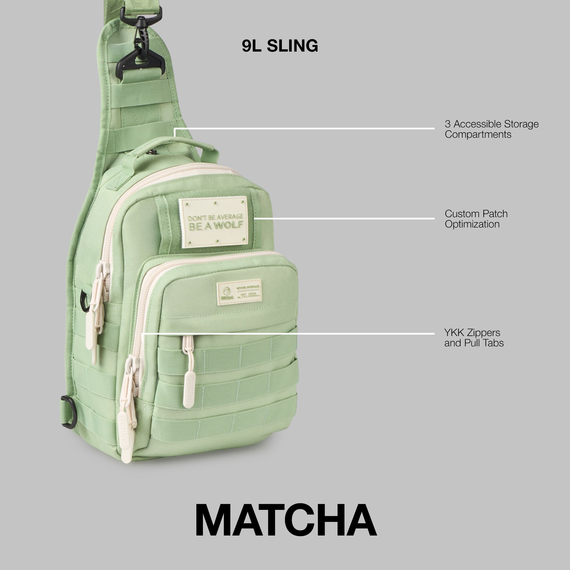 9L Tactical Sling Bag Matcha