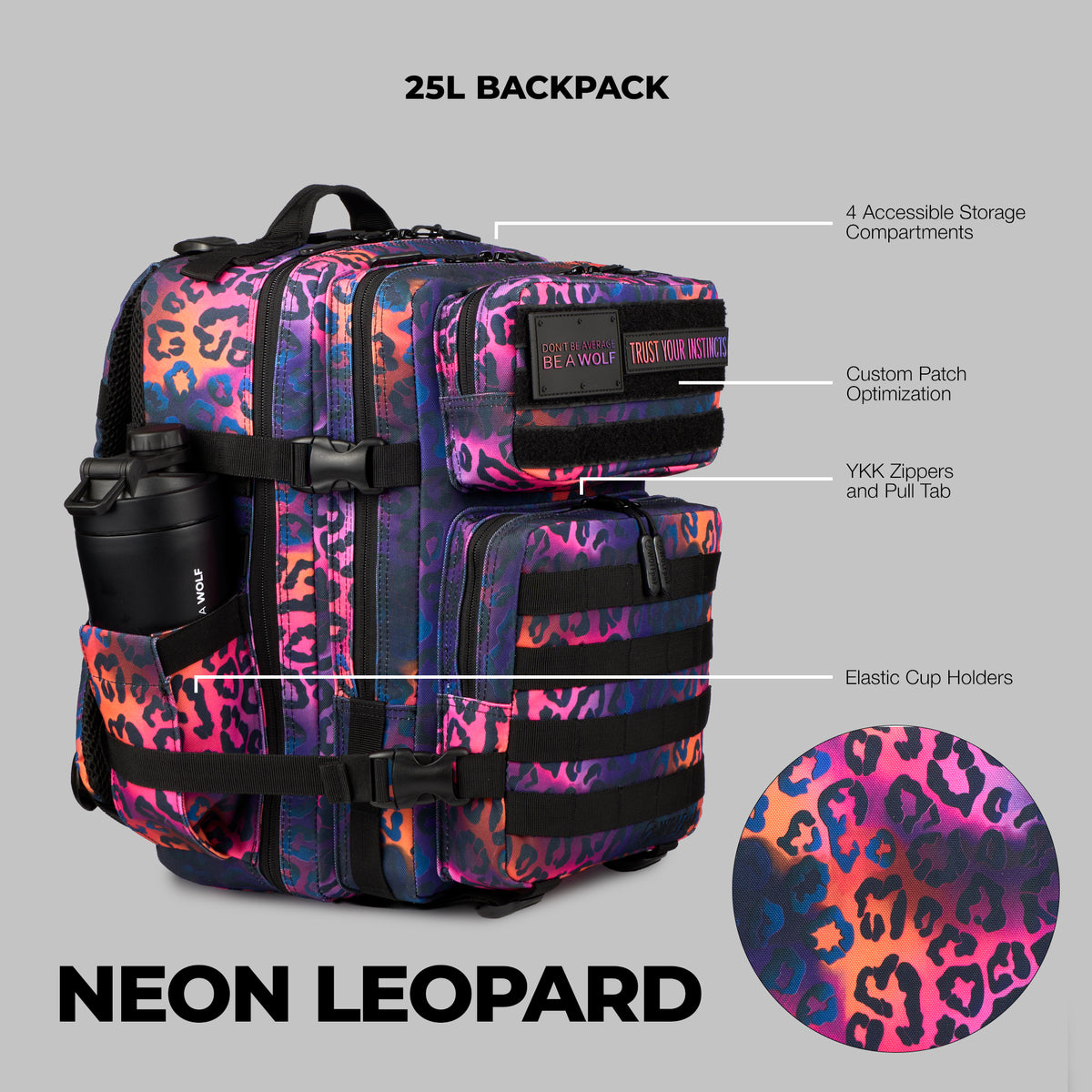25L Backpack Neon Leopard