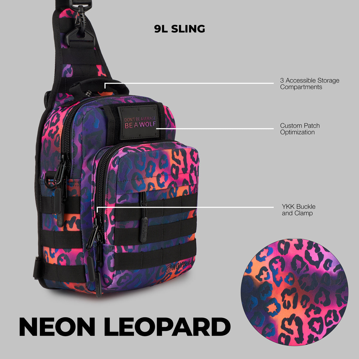 9L Tactical Sling Bag Neon Leopard