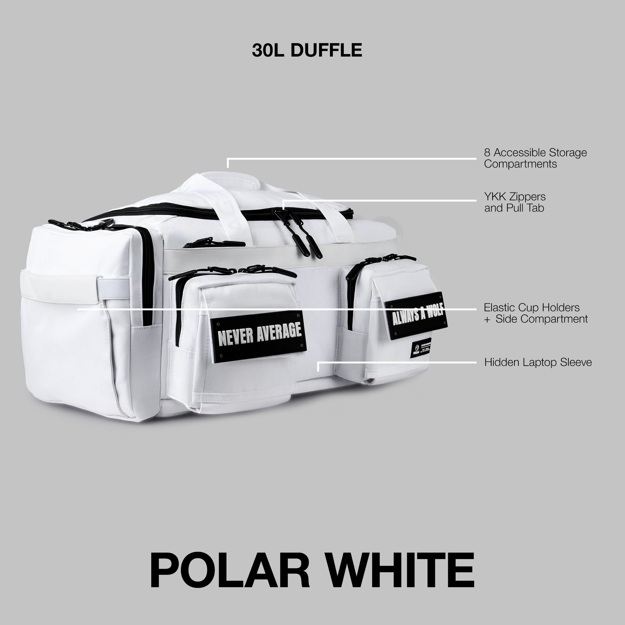 30L Perfect Duffle Bag Polar White