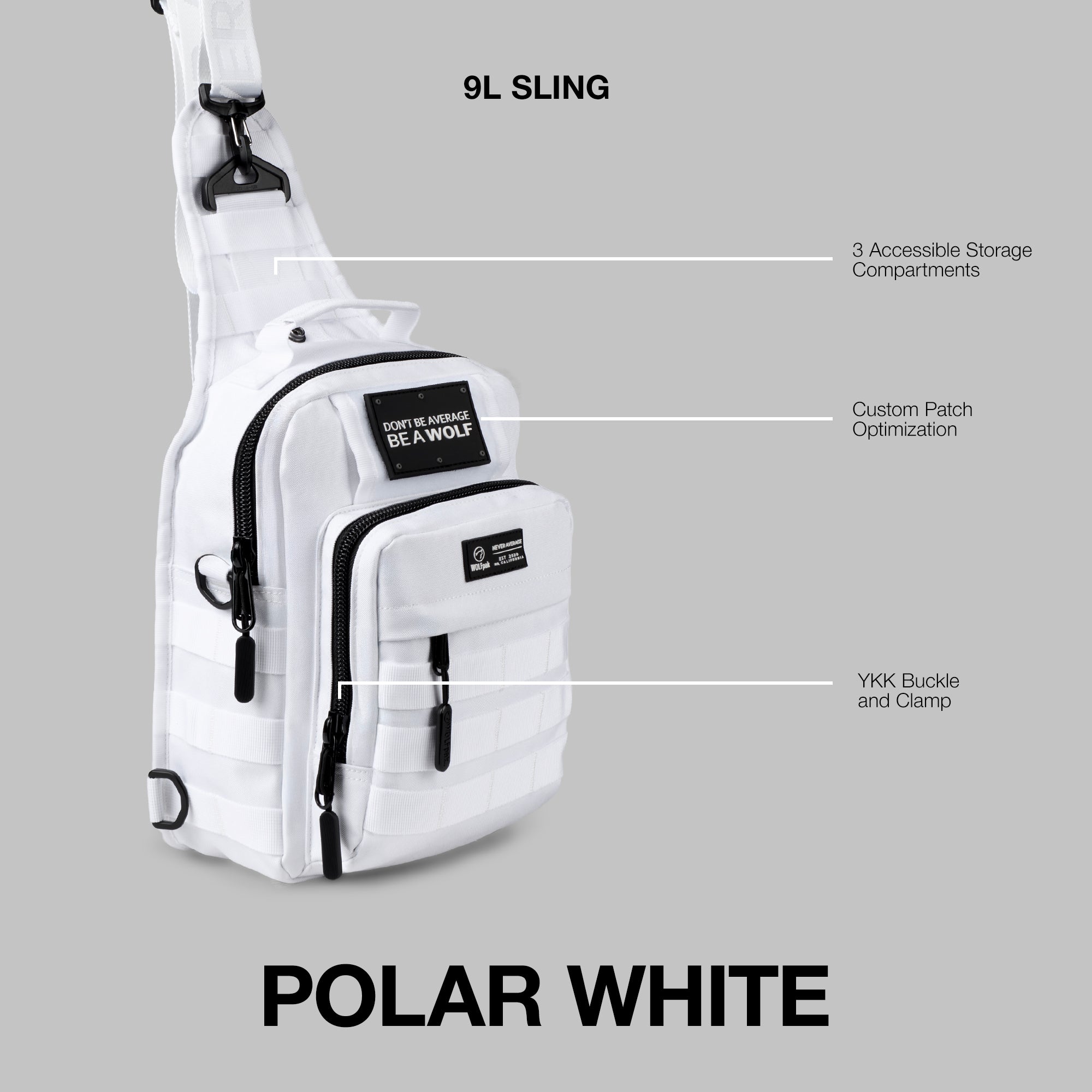 9L Tactical Sling Bag Polar White