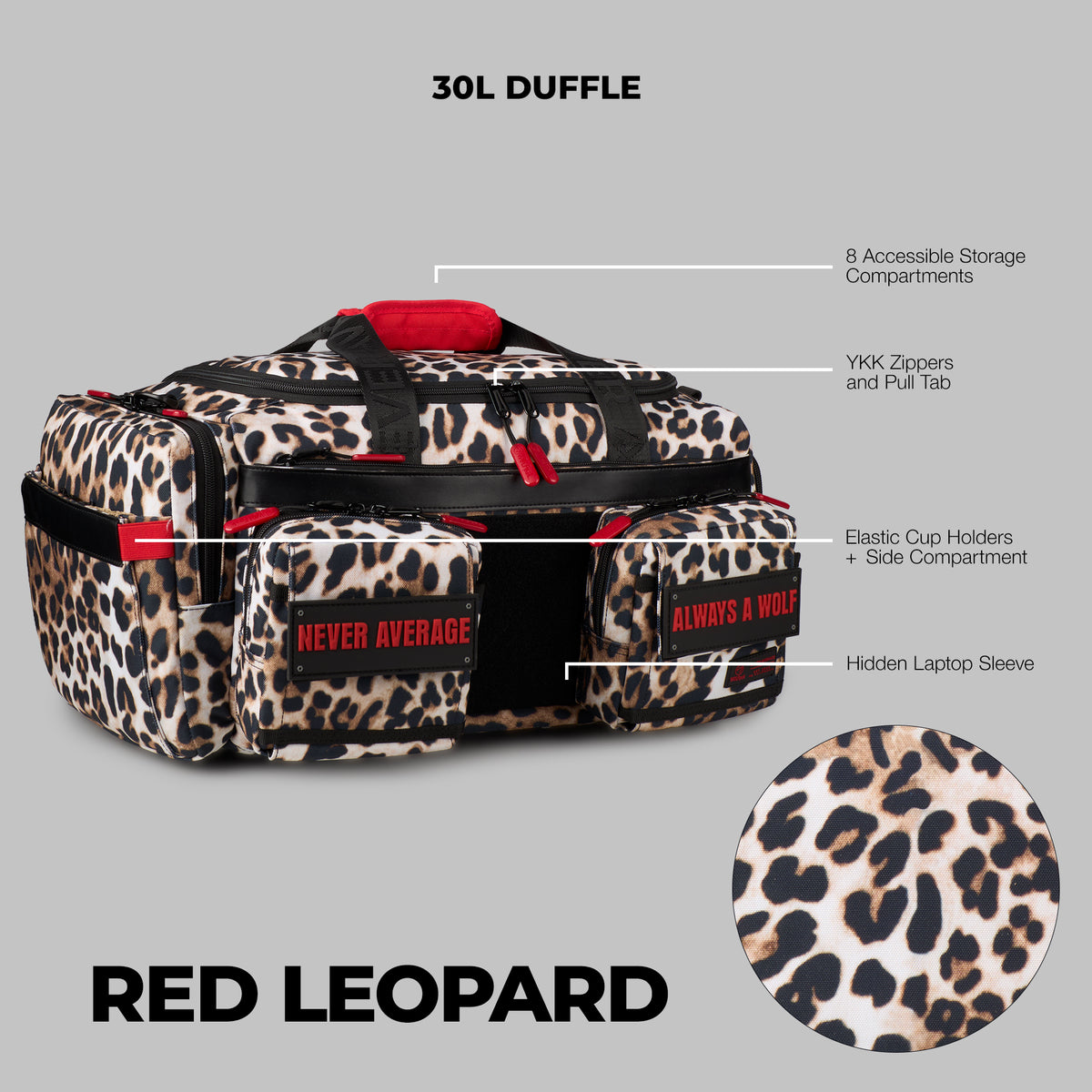 30L Perfect Duffle Bag Savage Red Leopard