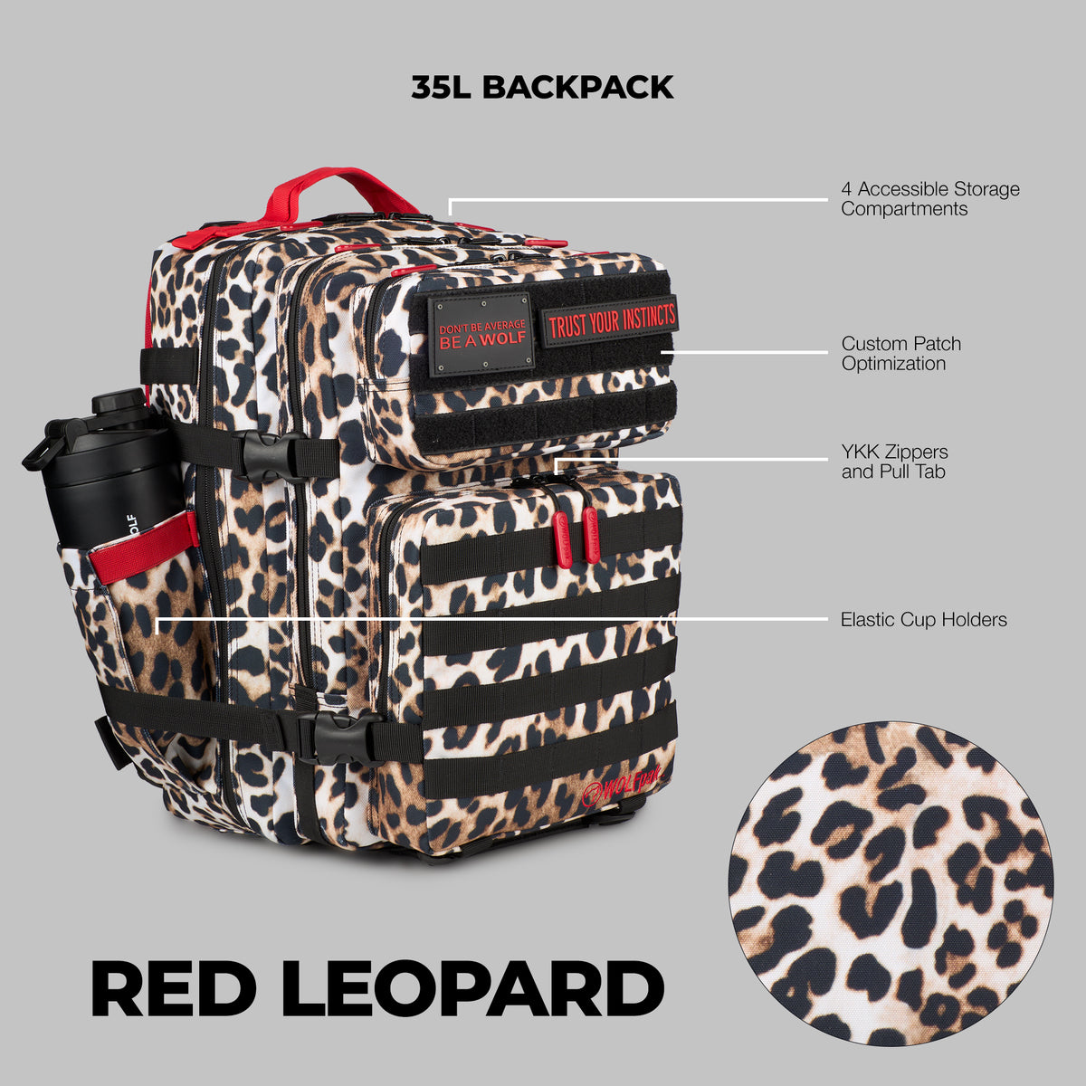 35L Backpack Savage Red Leopard