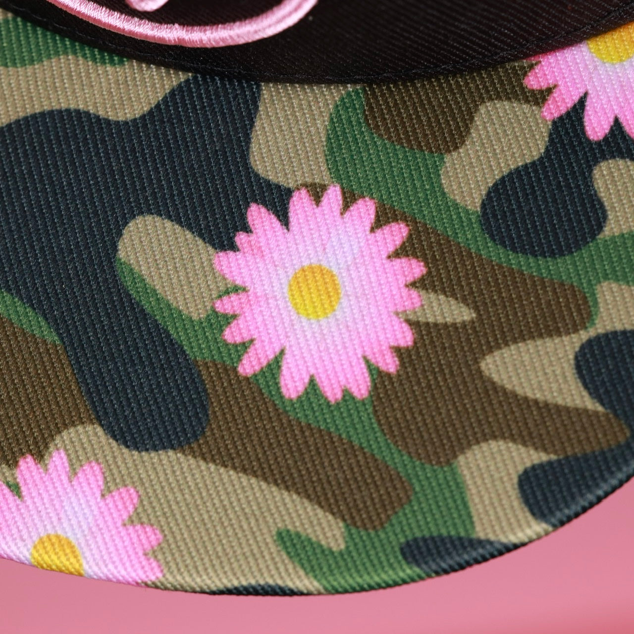 Flat Bill Snapback Hat Pink Flower Camo