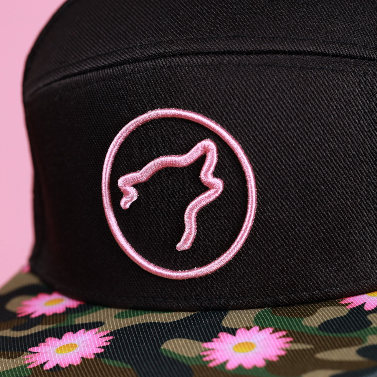 Flat Bill Snapback Hat Pink Flower Camo