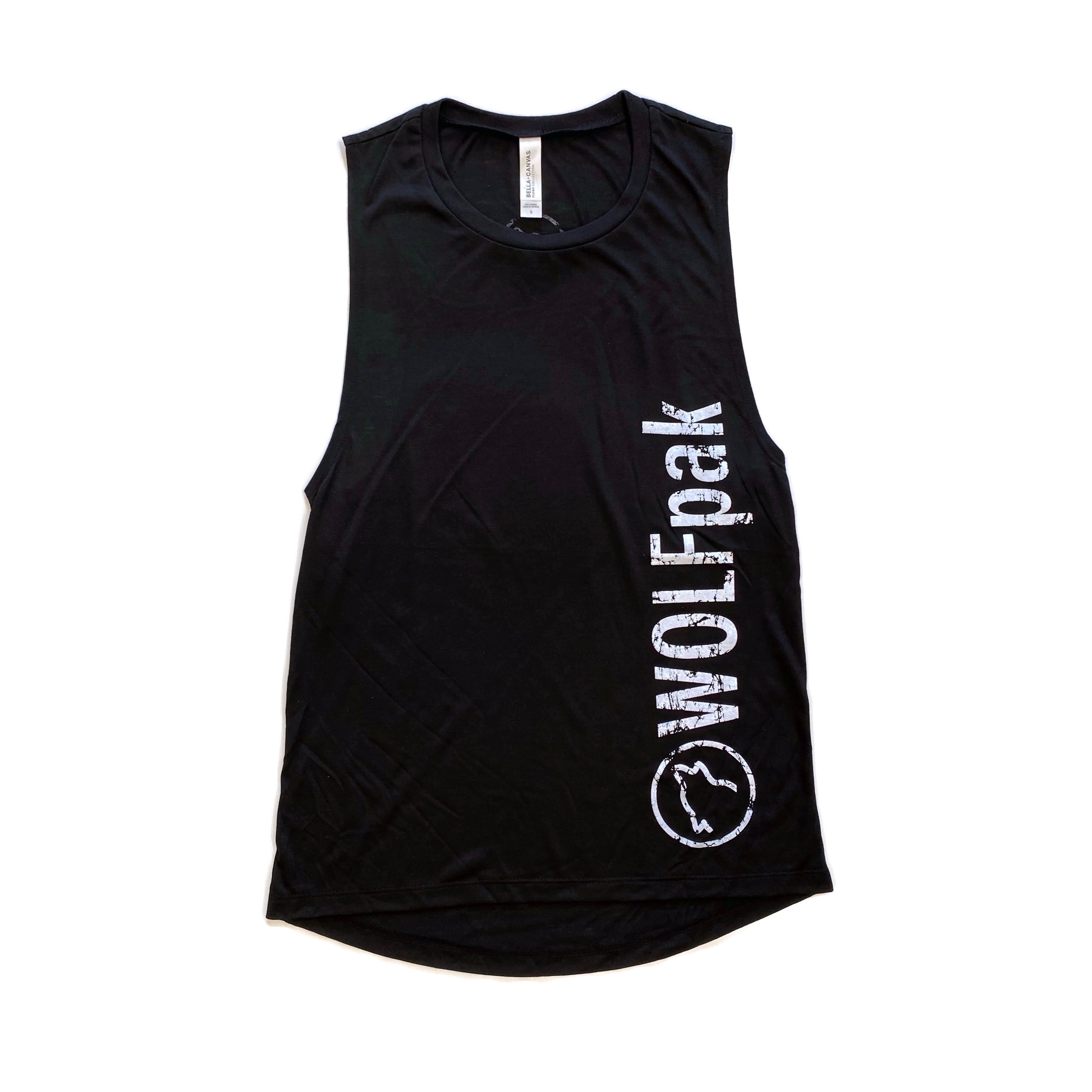 WOMENS FLOWY MUSCLE TANK ALPHA BLACK