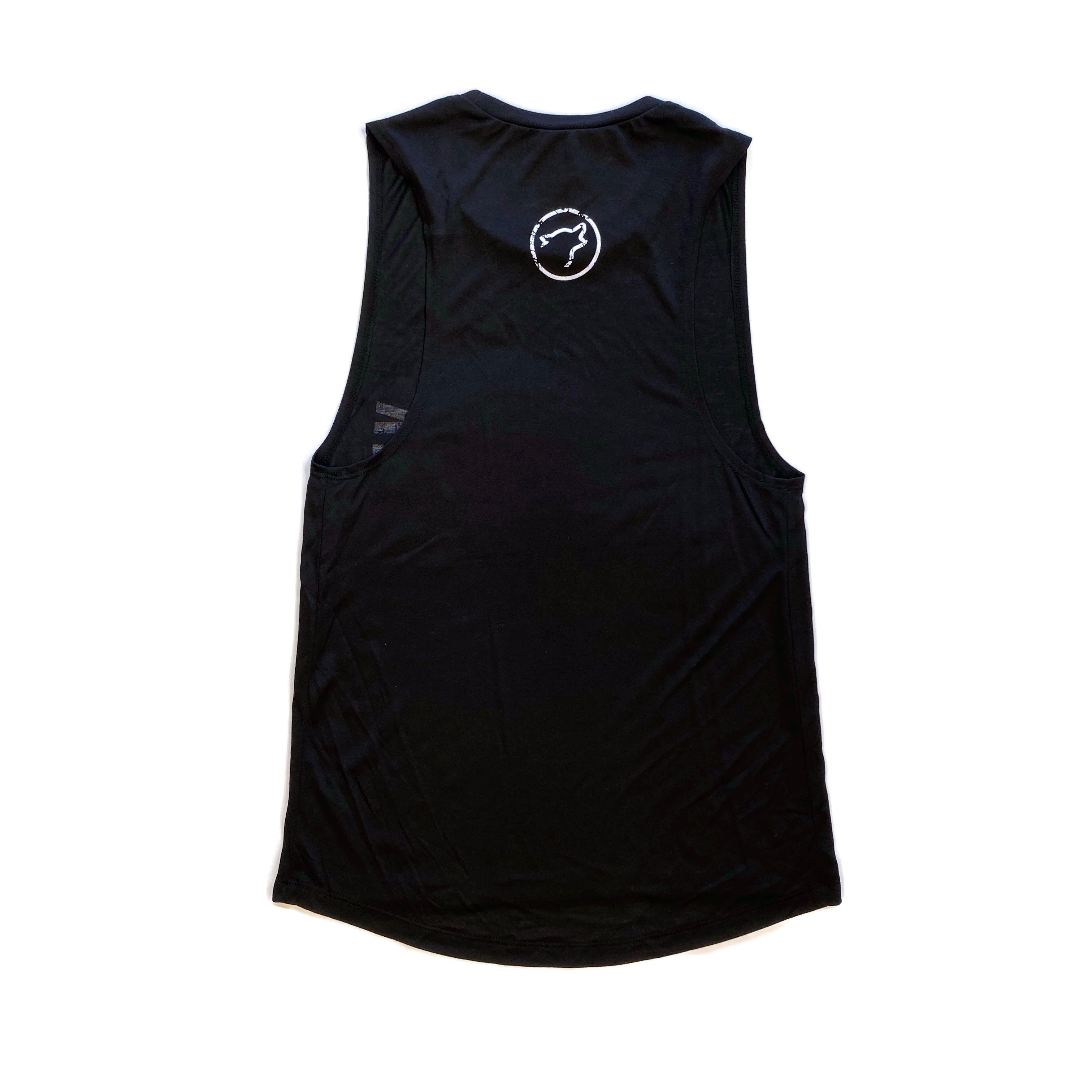 WOMENS FLOWY MUSCLE TANK ALPHA BLACK